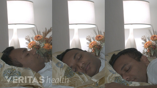 Man sleeping in three different positions