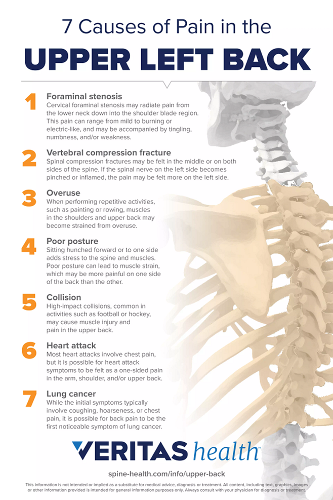 7 Causes Of Pain In The Upper Left Back Infographic Spine Health