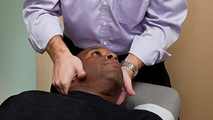 Chiropractic manipulation of the cervical spine.