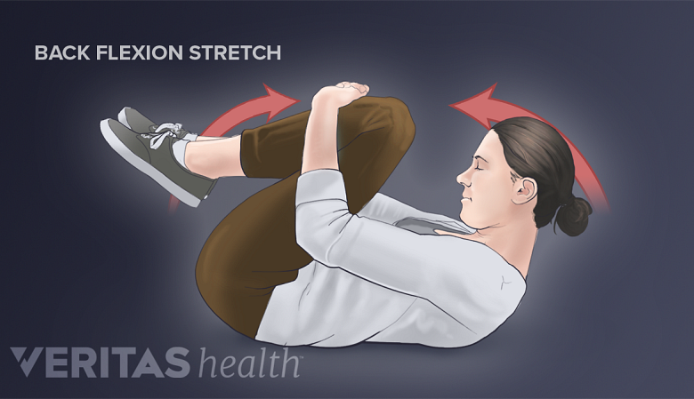 A woman performing flexion exercise.