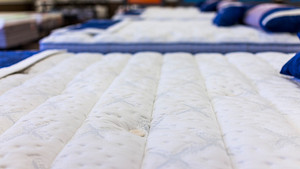 Close up view of a plush mattress