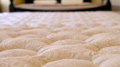 Closeup of a plush mattress