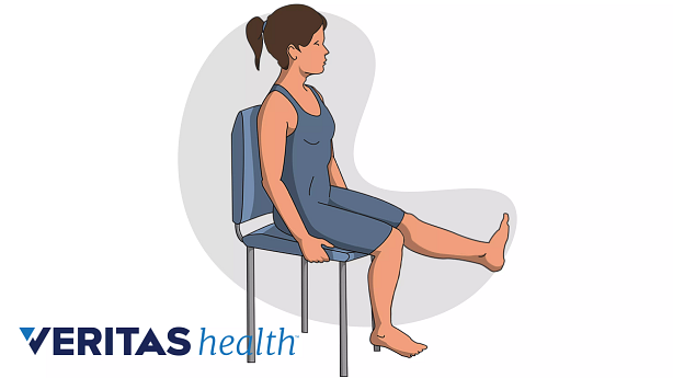 Illustration showing a woman doing a chair exercise for thigh and hip strengthening