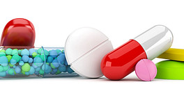 Close up of pill tablets and capsules.
