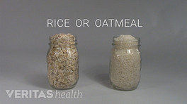 Mason jars of rice or oatmeal to fill sock for a homemade heat pack