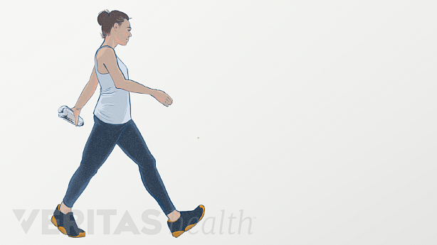 An illustration of a woman walking.