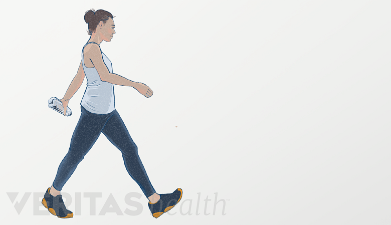 Graphic of a woman walking.