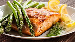 Plate of salmon and asparagus