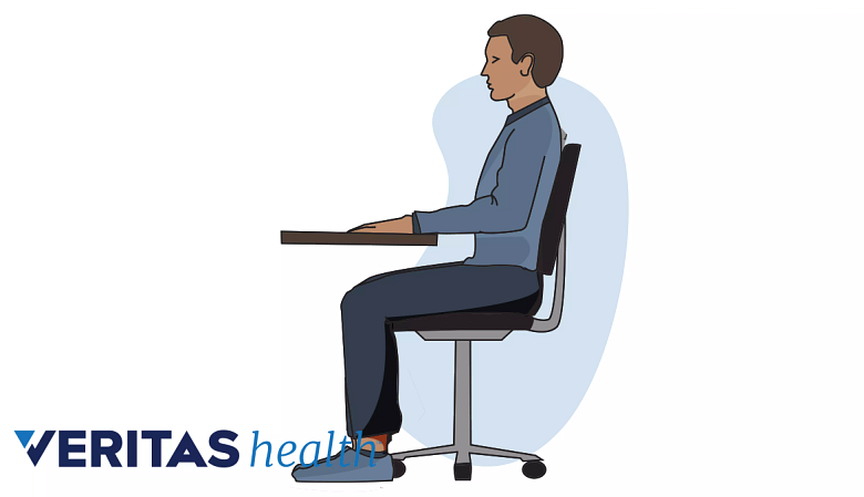 An illustration showing correct sitting  posture.