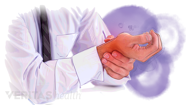 An illustration showing a hand with a red hue around it.