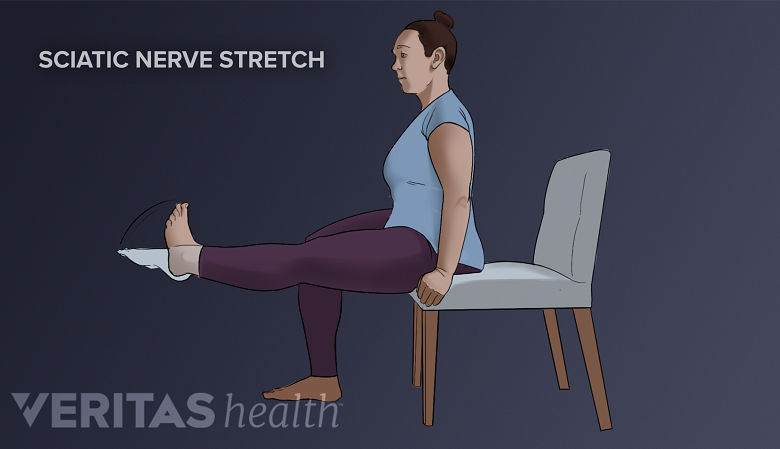 A women performing sciatica nerve stretch.