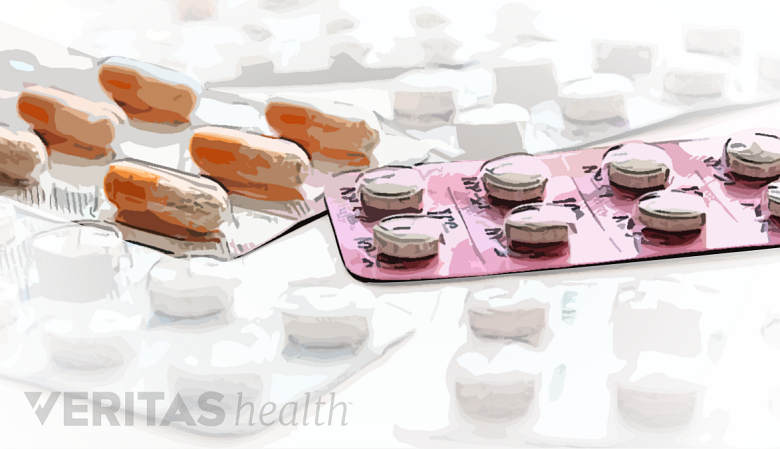 An illustration showing medication on the table.